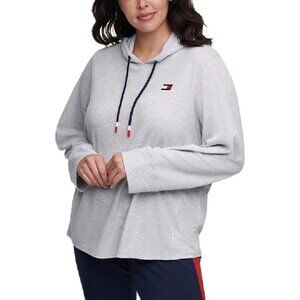 TOMMY HILFIGER Waffle Hoodie Plus Size 3X Soft Knit Pullover Gray Womens Casual